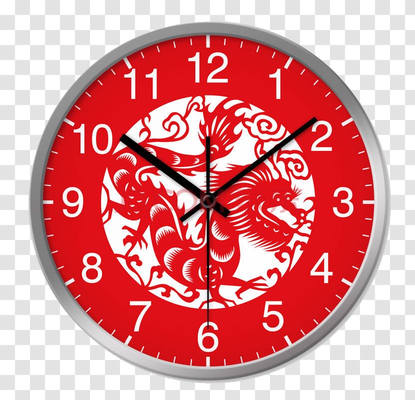 Chinese Dragon Zodiac Paper Cutting Wood - Art - Paper-cut Living Room Wall Clock Transparent PNG