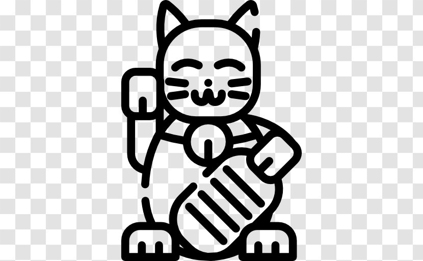 Maneki-neko Cat Clip Art - Black - Maneki Neko Transparent PNG
