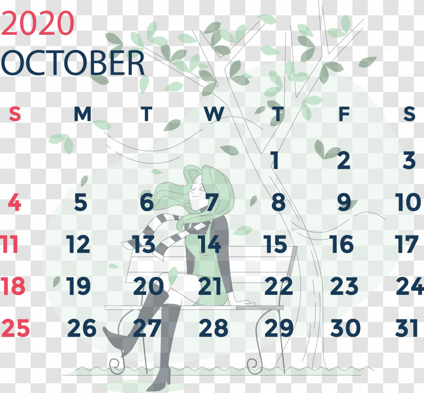 October 2020 Calendar October 2020 Printable Calendar Transparent PNG