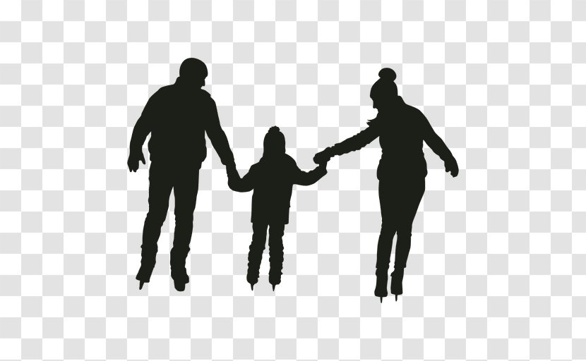 Silhouette Father Parent Ice Skating Child - Shadow - People Transparent PNG