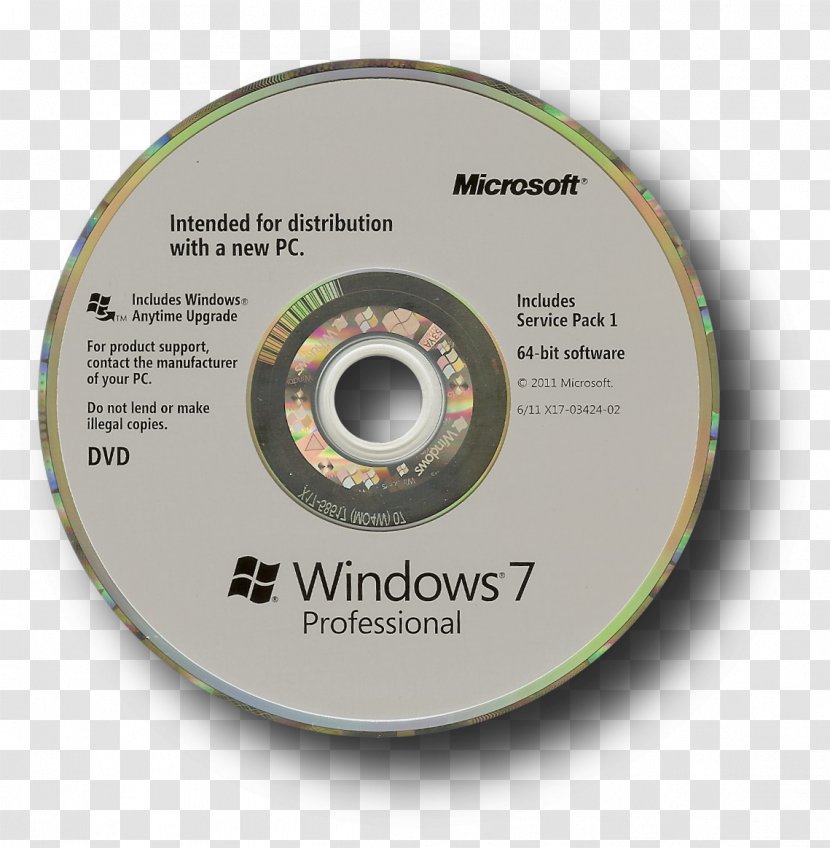 Microsoft Windows 7 Professional W/SP1 64-bit Computing Computer Software Service Pack Transparent PNG