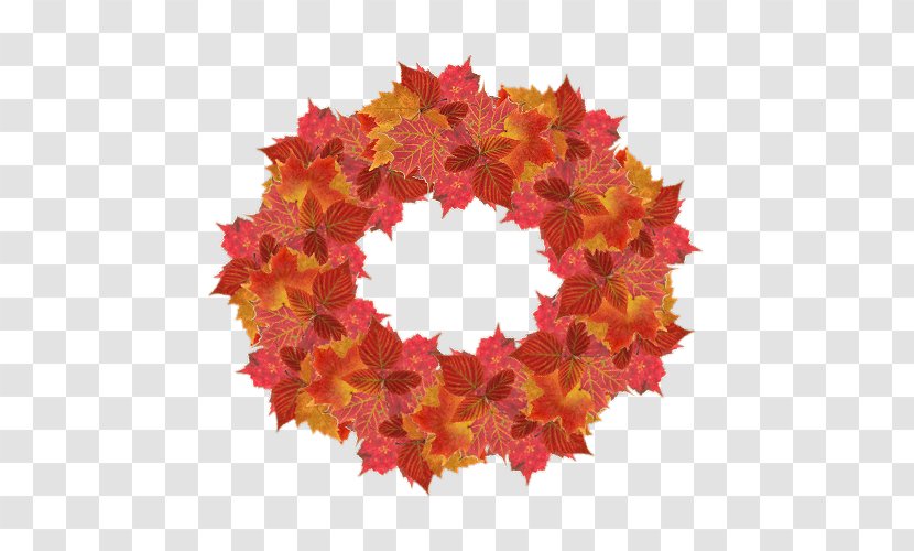 Floral Design Maple Leaf Wreath Petal - Mid-autumn Moon Decoration Transparent PNG