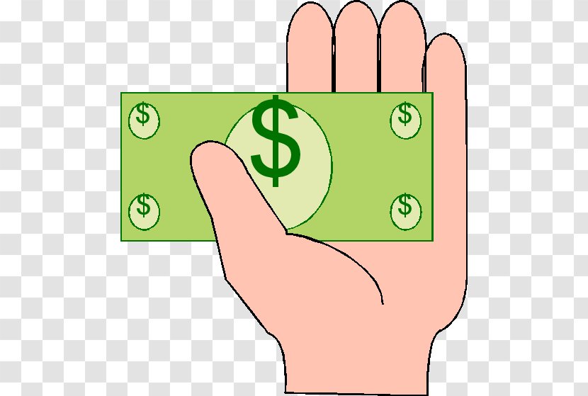 Thumb Green Human Behavior Currency Symbol Clip Art - Text - Hand Money Transparent PNG