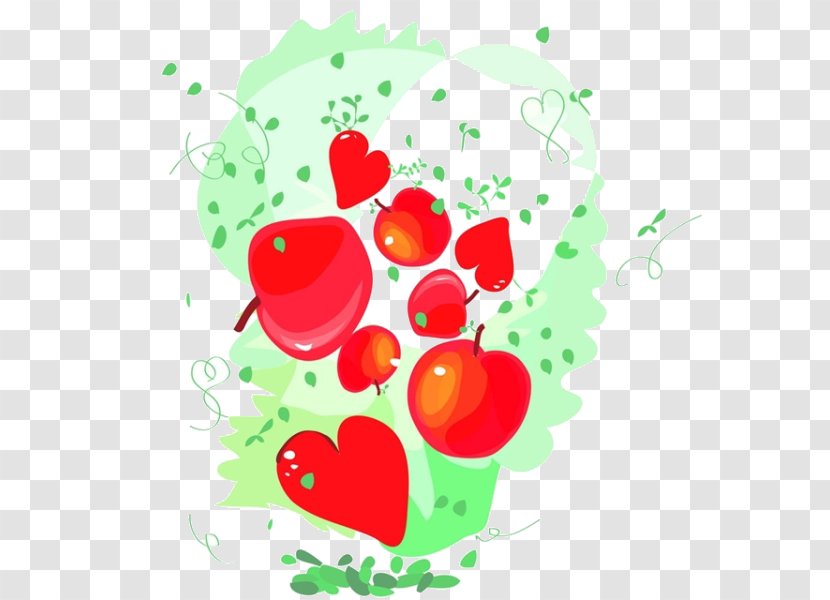 Drawing - Silhouette - Cartoon Apples Love Transparent PNG
