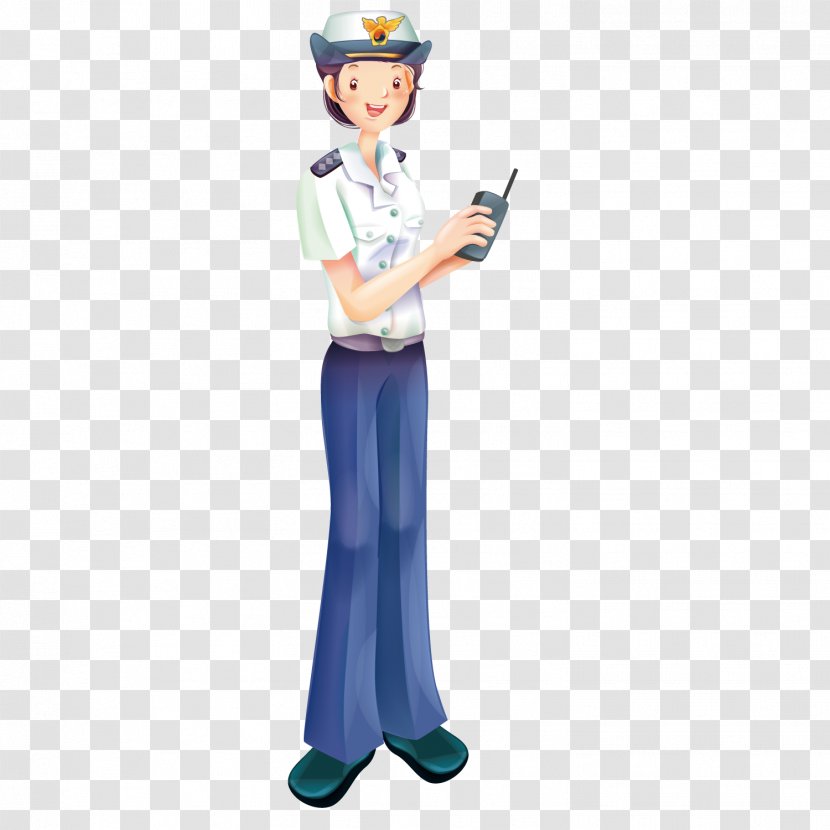 Cartoon Police Officer - Illustrator - Cute Female Traffic Transparent PNG