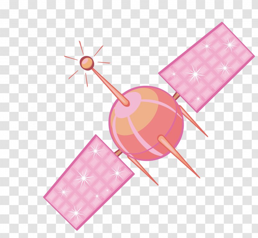 Cartoon Icon - Pink - Vector Hand-painted Science Fiction Spacecraft Transparent PNG