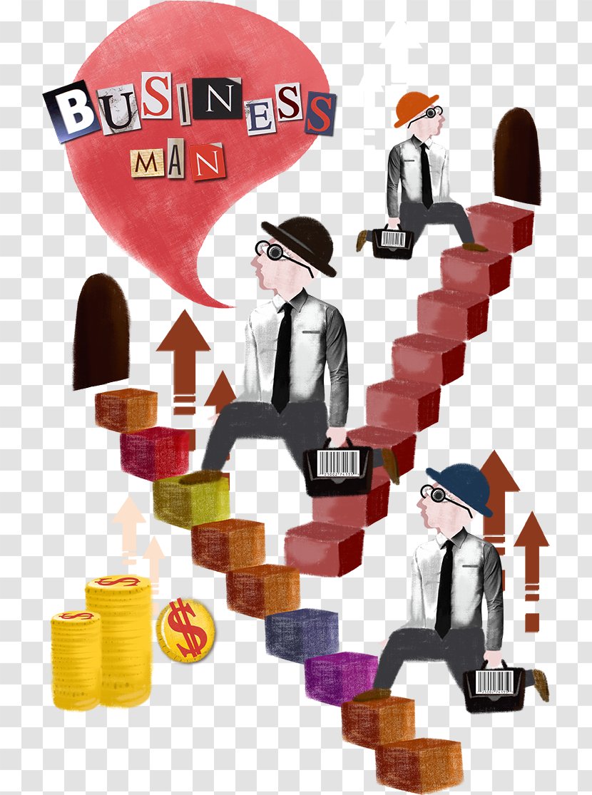 Stairs Cartoon Illustration - Photography - Business Man On The Transparent PNG