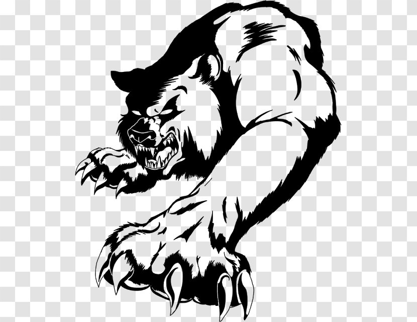 Dog Black And White Drawing Tattoo Clip Art - Mythical Creature Transparent PNG