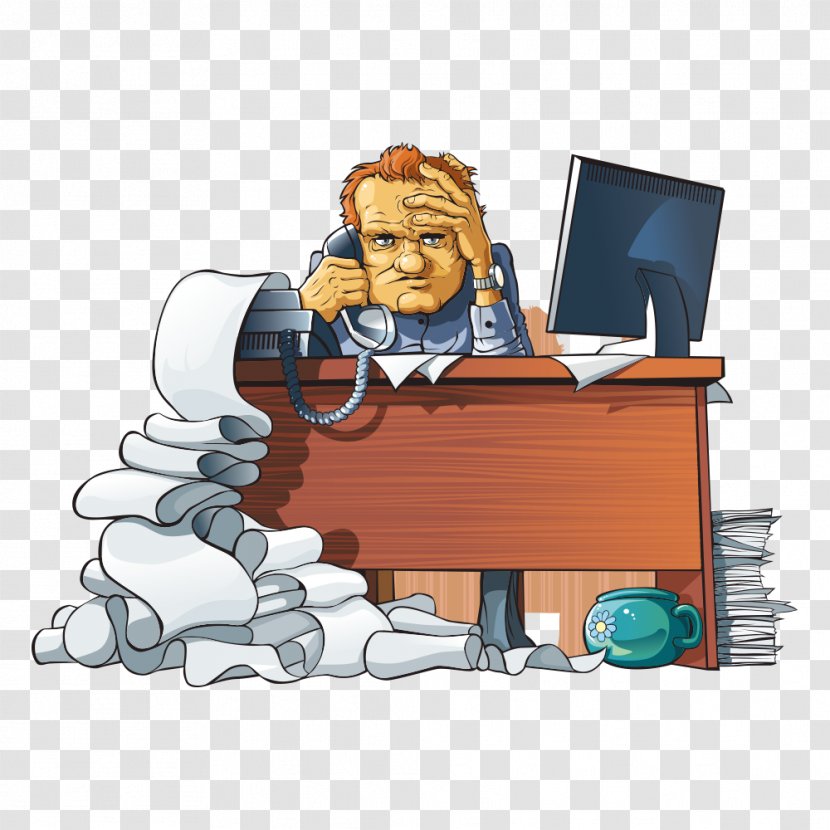 Office Desk Stock Photography - Call Cartoon Businessman Transparent PNG