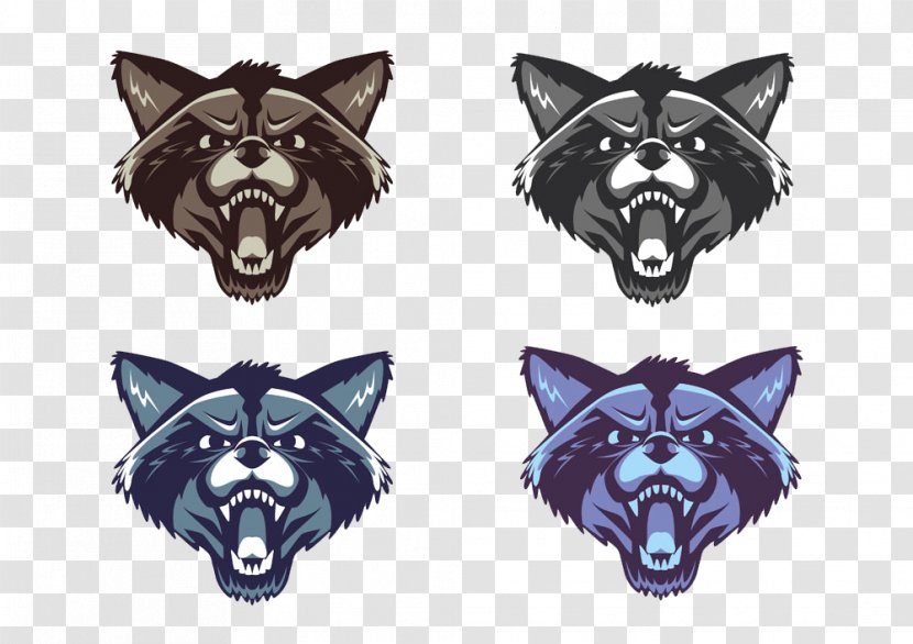 Raccoon Cartoon Illustration - Four Colors Of Wolf Avatar Transparent PNG