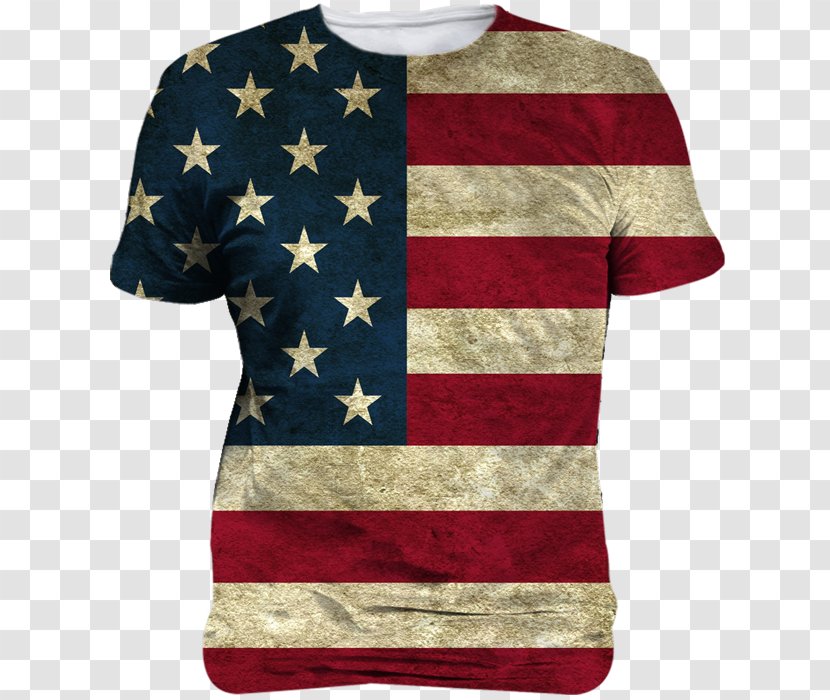 Printed T-shirt United States Hoodie - Textile - Distressed American Flag Transparent PNG