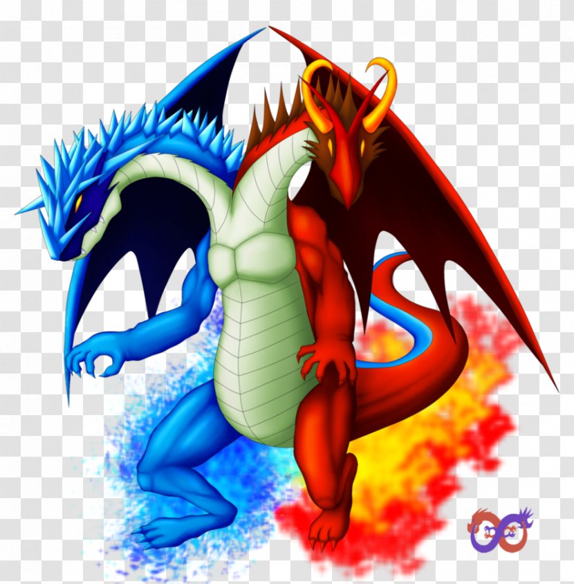 Dragon Drawing DeviantArt - Fictional Character - Fire Ice Transparent PNG