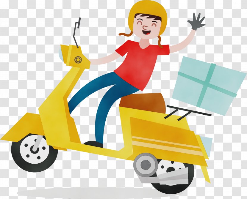 Watercolor Cartoon - Yellow - Toy Package Delivery Transparent PNG