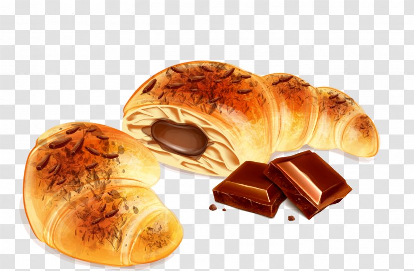 Croissant Bakery Poster Illustration - Chocolate - Vector Painted Croissants And Transparent PNG