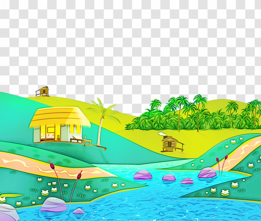 Water Resources Ecosystem Water Park Cartoon Green Transparent PNG