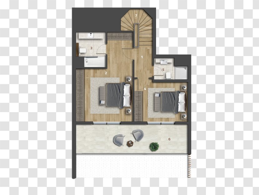 Floor Plan House Terrace Bedroom - Duplex - Koy Transparent PNG