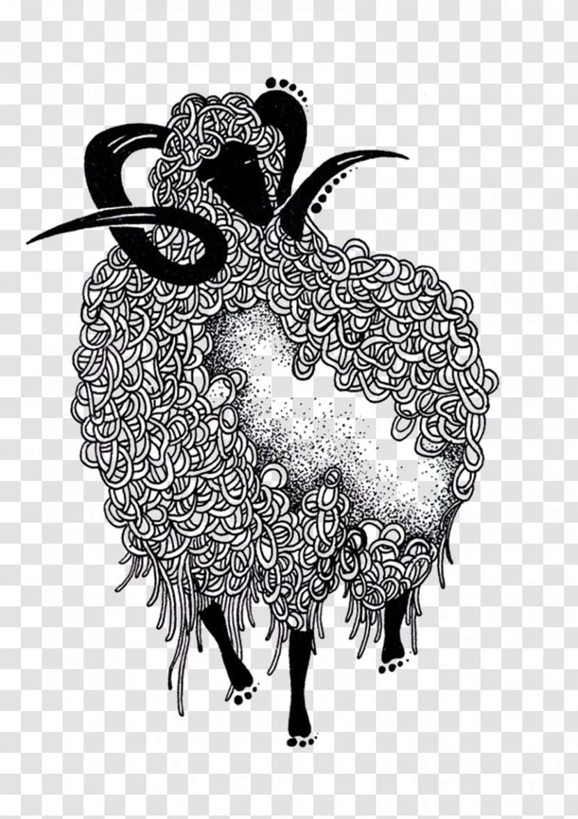 Goat Black And White Painting - Heart - Biological,Retro,Cartoon,sheep Transparent PNG