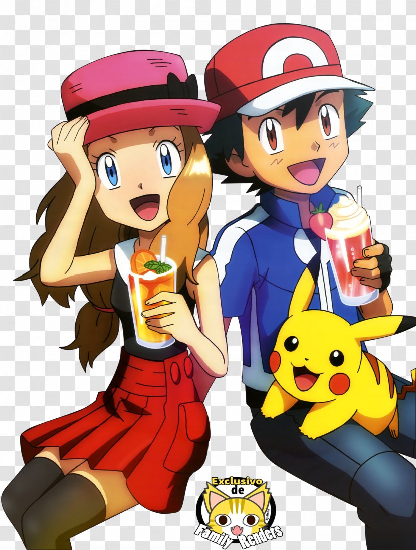 Pokémon X And Y Ash Ketchum Serena Pikachu Clemont - Watercolor Transparent PNG
