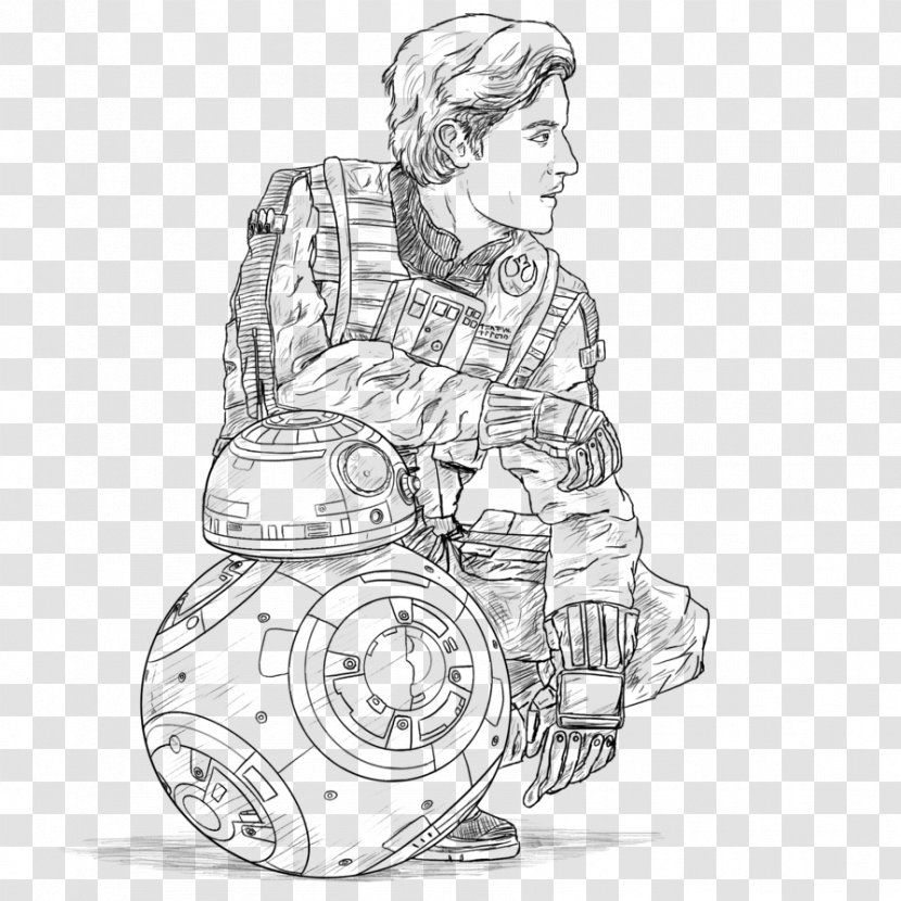 Poe Dameron Line Art BB-8 Sketch - Frame - Sketchy Transparent PNG