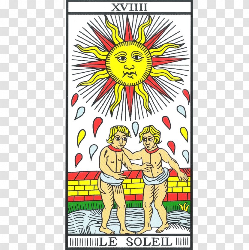 Tarot Of Marseilles Card Games The Moon Sun - Light Shine Transparent PNG