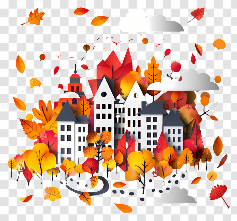 Autumn City - Autumn Cityscape Illustration Transparent PNG