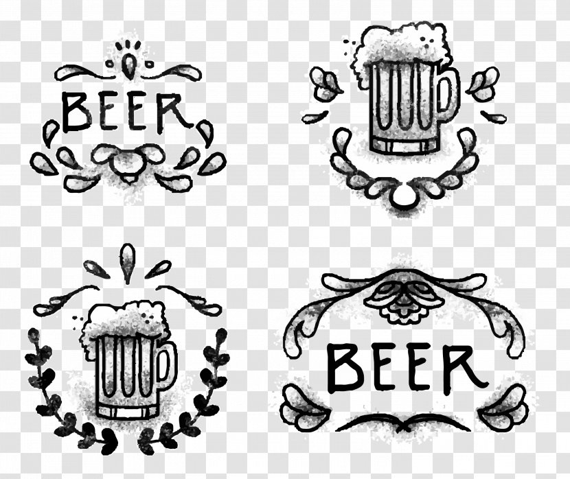 Beer Euclidean Vector Illustration - Silhouette - Hand-painted Icon Transparent PNG