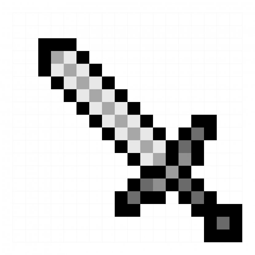 Minecraft: Pocket Edition Sword Mod Pixel Art - Black - Minecraft Transparent PNG