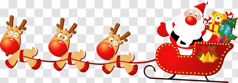 Santa Claus's Reindeer Sled Christmas - Suit - Sleigh Transparent PNG