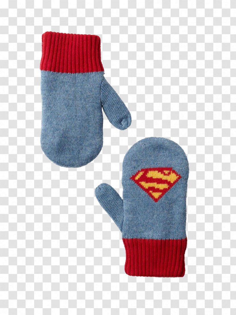 Glove Slipper Knitting - Superman Logo - Gloves Transparent PNG