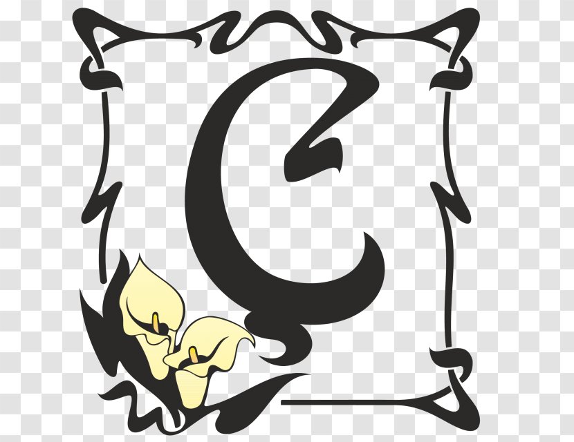 Letter Cursive Initial F G - Black And White - tree Transparent PNG