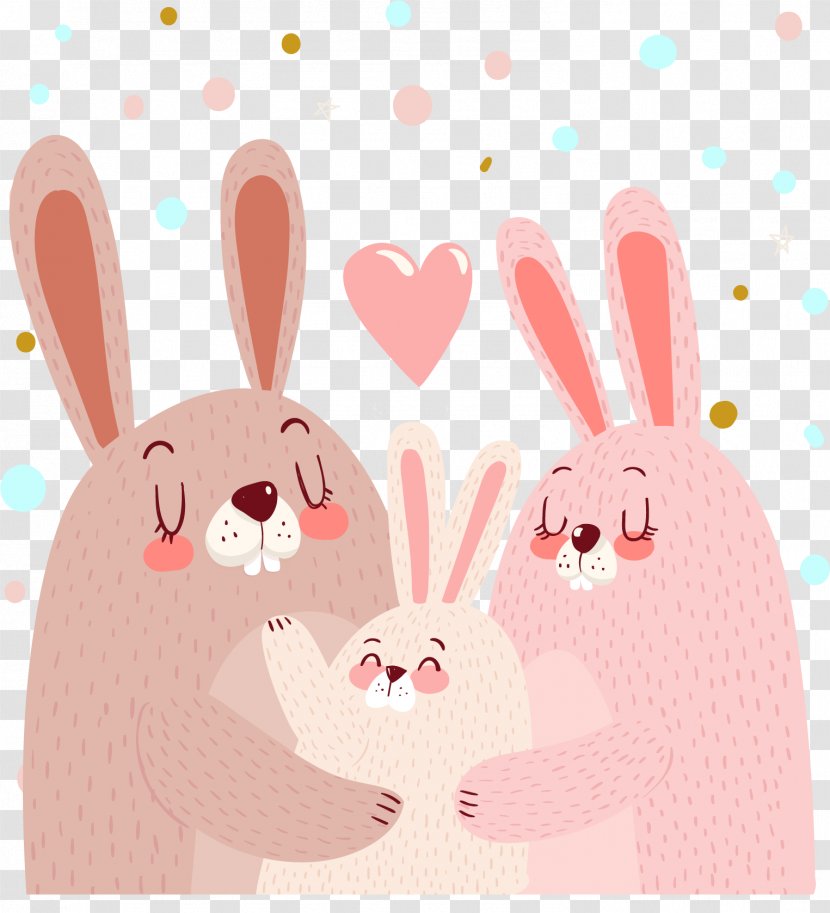 Rabbit Cuteness Family Euclidean Vector - Portrait - Pink Little Transparent PNG