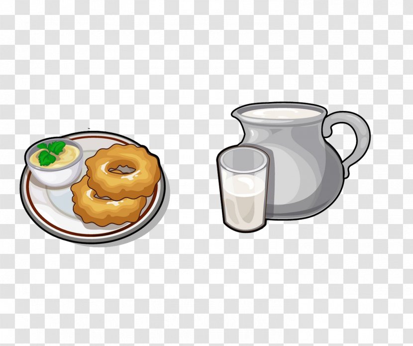 Coffee Tea Doughnut Breakfast Milk - Cup - Biscuit Transparent PNG