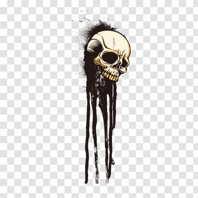 T-shirt Skull Drawing Ink Skeleton - Tshirt - Cranial Diagram Transparent PNG