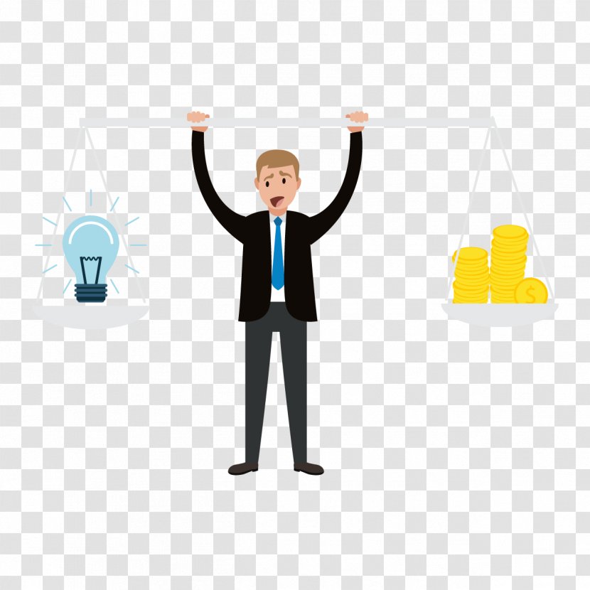 Idea Illustration - Commerce - Vector Figure Holding A Balance Scale Transparent PNG