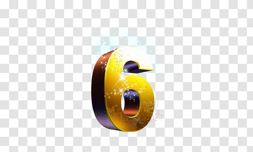 Numerical Digit Icon - Gold - 6 Transparent PNG