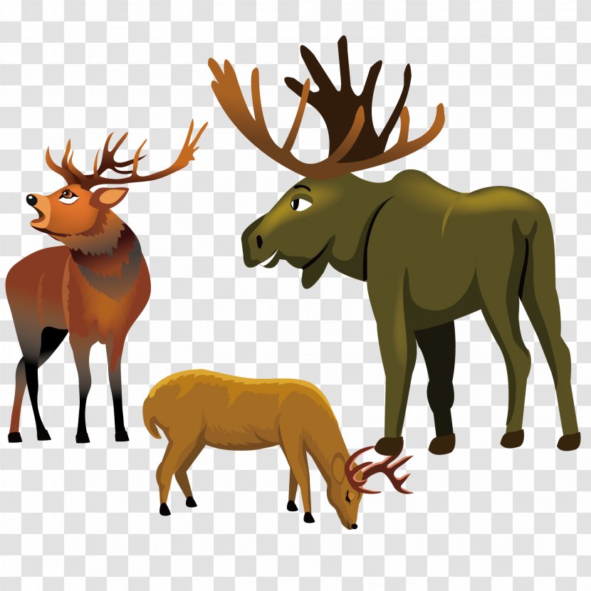 Reindeer Elk Moose Red Deer - Terrestrial Animal - Hand-painted Cartoon Vector Material Transparent PNG