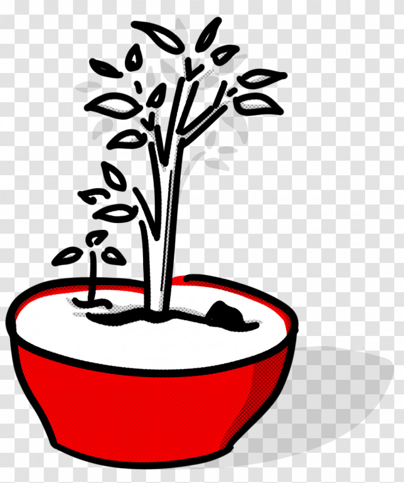 Flower Plant Stem Line Art Flowerpot Tree Transparent PNG