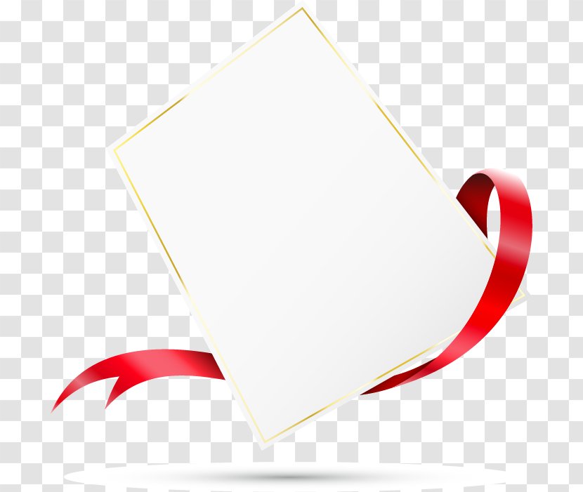 Paper Ribbon - Red - Hand-painted Gold Frame Pattern Transparent PNG
