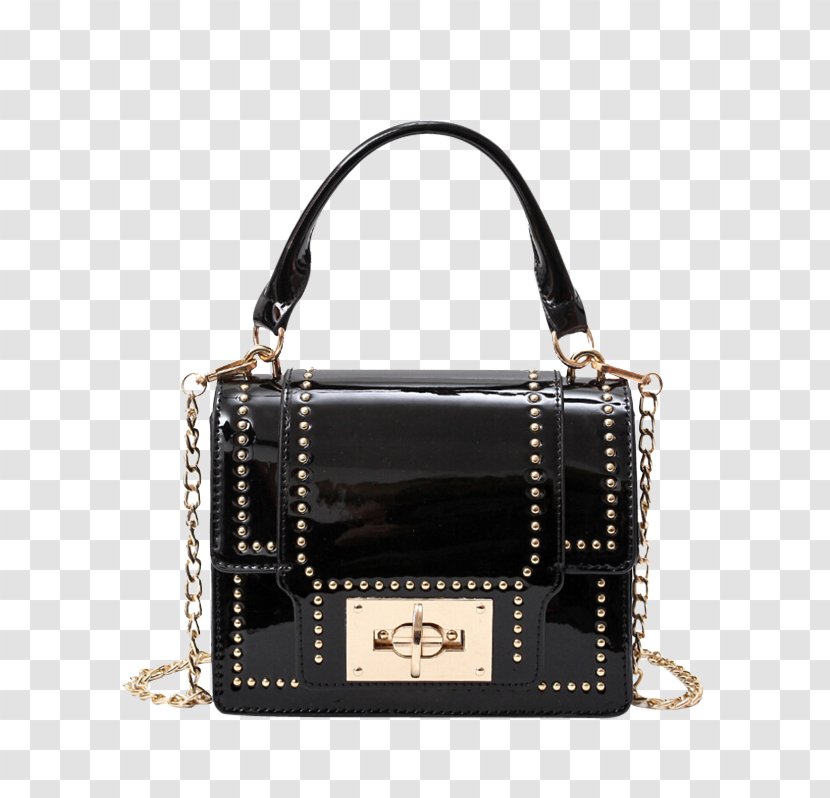 Handbag Patent Leather Messenger Bags - Fashion Accessory - Black Chain Transparent PNG