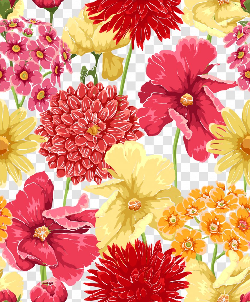 Flower Wash Illustration - Chrysanths - Colorful Background Transparent PNG