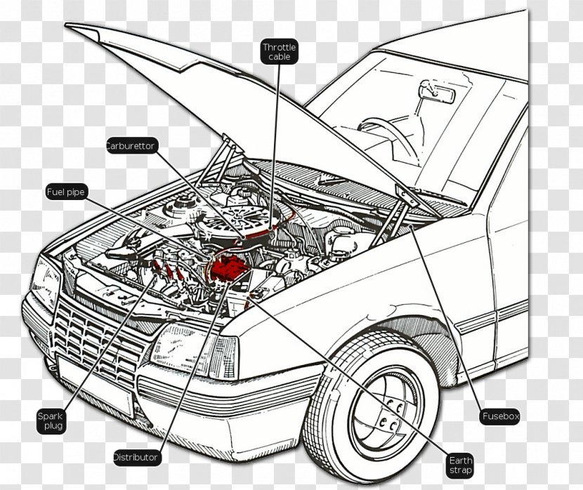 Car Perodua Kancil Toyota Distributor Engine - Drawing Transparent PNG