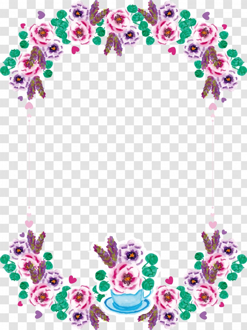 Wedding Invitation Floral Design Convite - Magenta - Romantic Rose Border Transparent PNG
