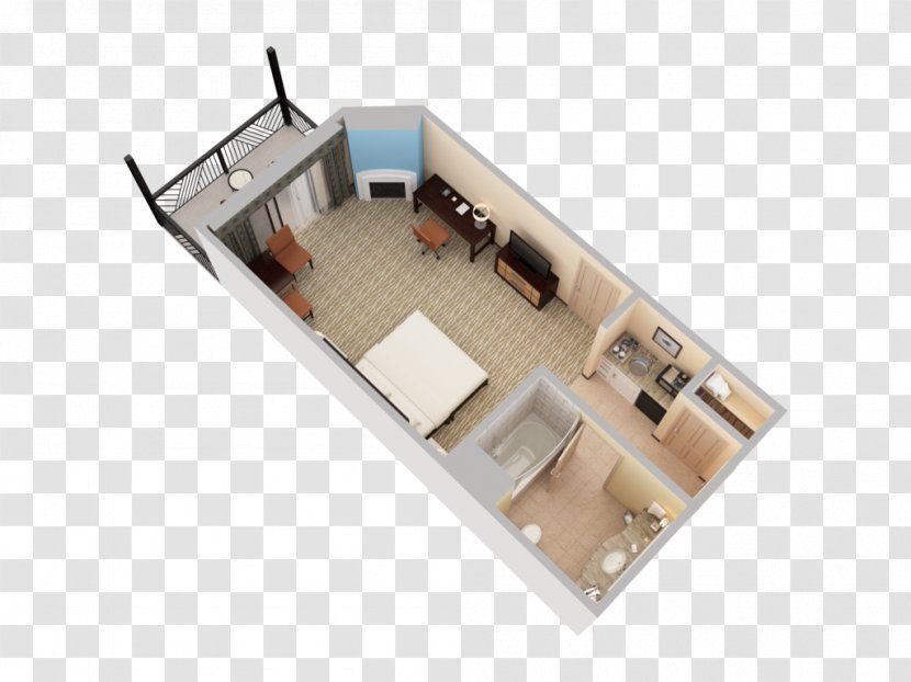 3D Floor Plan Bedroom - Suite - Balcony Transparent PNG