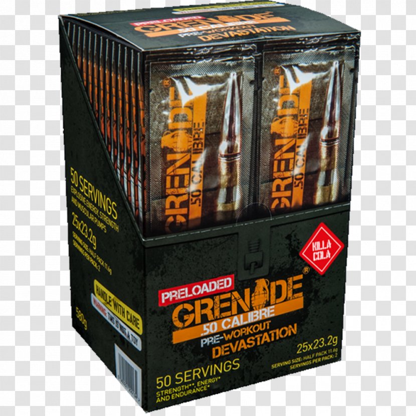 Pre-workout Bodybuilding Supplement Dietary Grenade .50 Calibre 232 Gr - B4bomb Extreme 300g Blue Raspberry New Formula - 50 Transparent PNG