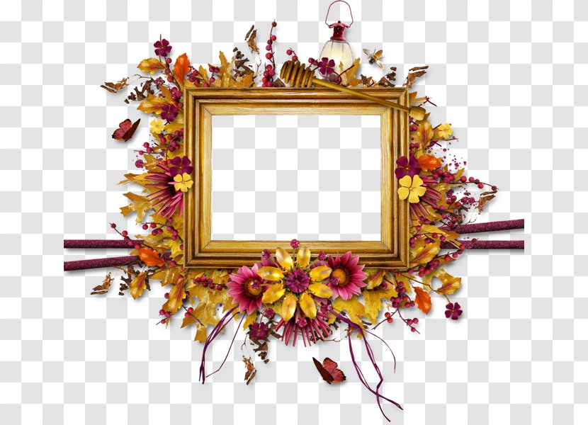 Picture Frames Floral Design Leaf - Flower Arranging - Golden Text Box Transparent PNG