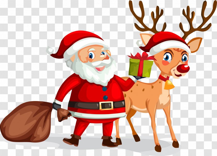 Santa Clause Christmas - Deer - Eve Reindeer Transparent PNG