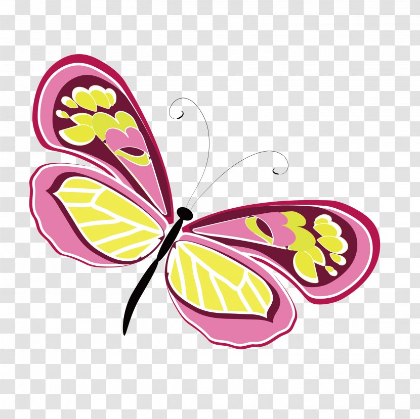 Monarch Butterfly - Yellow - Purple Singles Transparent PNG