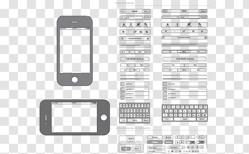 User Interface Design - Android - Apple Mobile Phone Black And White Line Draft Transparent PNG