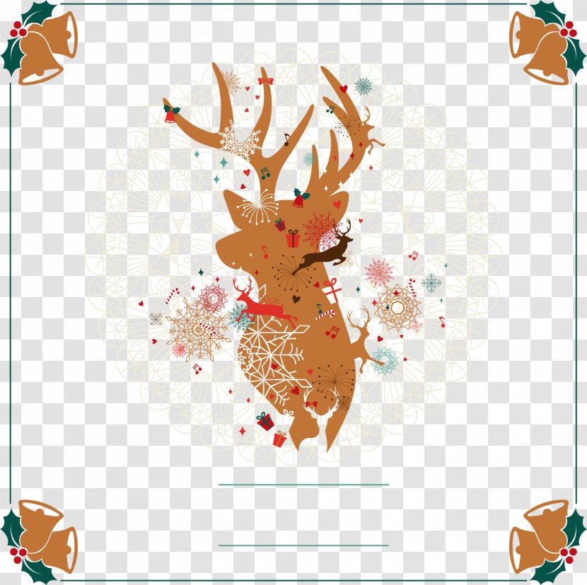 Xmas Clip Art - Photography - Vector Elk With Bell Border Transparent PNG