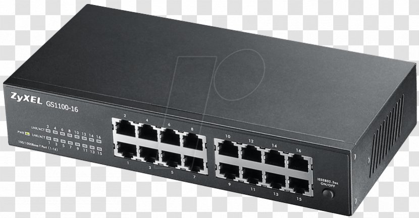 Gigabit Ethernet Network Switch ZyXEL GS1100-16 Computer - Hub Transparent PNG